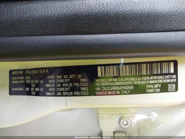 ZACCJABB8JPH02545 Jeep Renegade Latitude Fwd