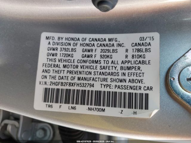 2HGFB2F8XFH532794 Honda CIVIC EX