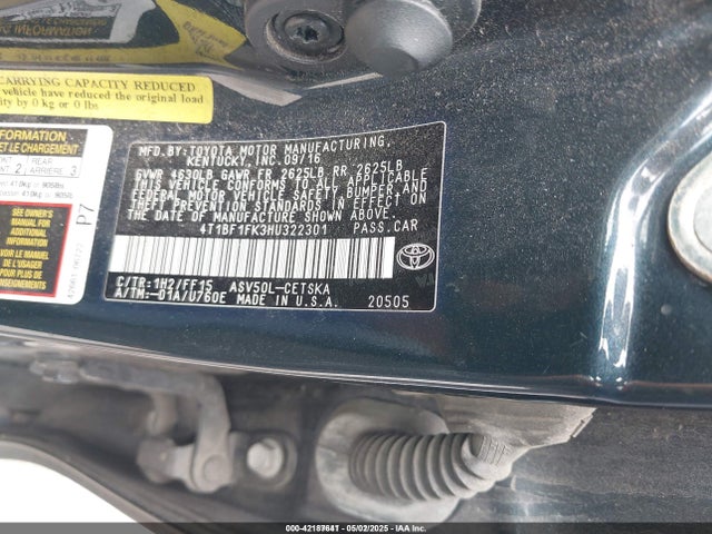 4T1BF1FK3HU322301 Toyota CAMRY SE