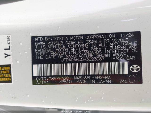 JTDADABU5R3023087 Toyota Prius Limited Awd-e