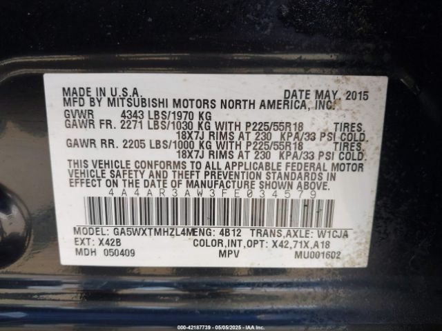 2015 MITSUBISHI OUTLANDER SPORT 4A4AR3AW3FE034579 Photo 8