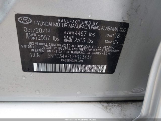 5NPE34AF0FH113434 Hyundai Sonata Sport