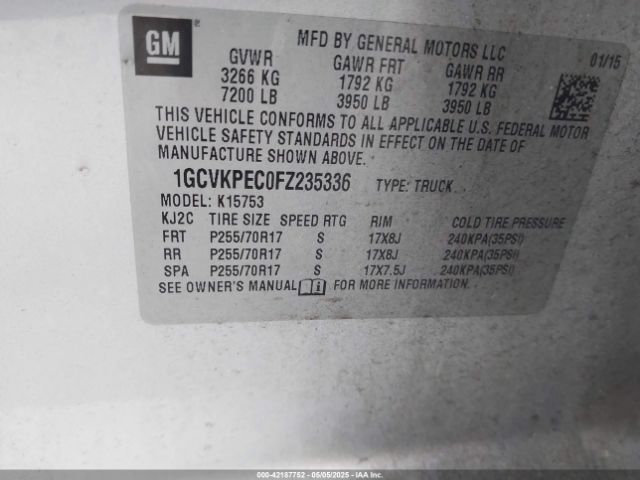 1GCVKPEC0FZ235336 Chevrolet Silverado 1500 Ls