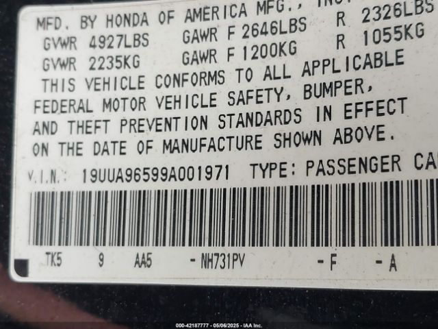 2009 ACURA TL 19UUA96599A001971 Photo 8