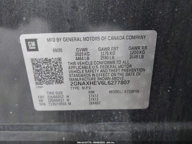 2GNAXHEV6L6277807 Chevrolet Equinox Fwd Ls