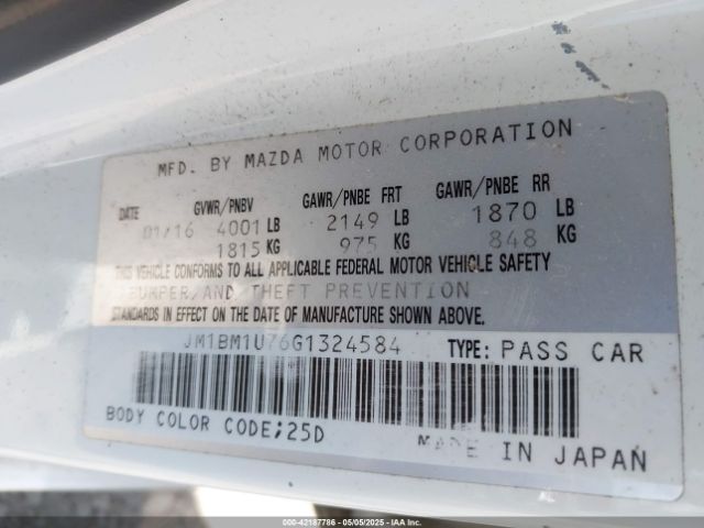 JM1BM1U76G1324584 Mazda Mazda3 I Sport