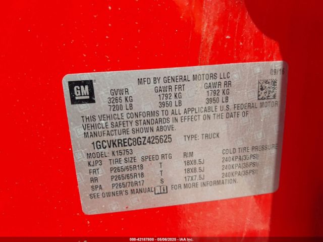1GCVKREC8GZ425625 Chevrolet Silverado 1500 2lt