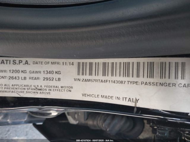 ZAM57RTA4F1143087 Maserati Ghibli S Q4