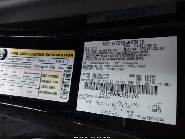 1FA6P8AM9G5267565 Ford Mustang V6