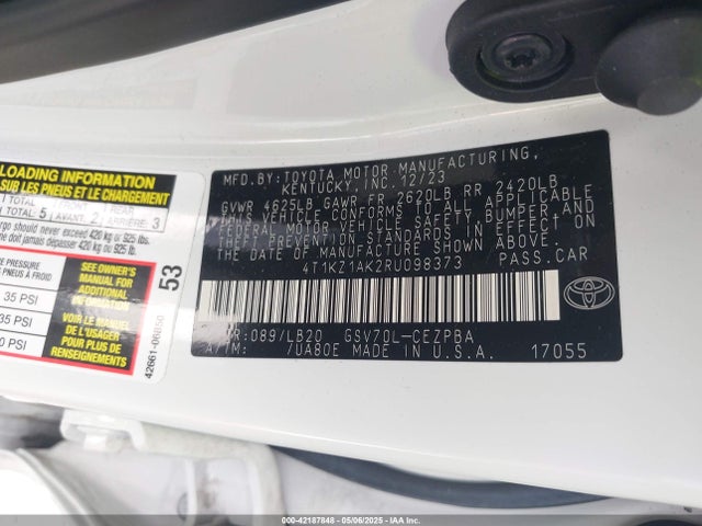 4T1KZ1AK2RU098373 Toyota Camry Xse V6