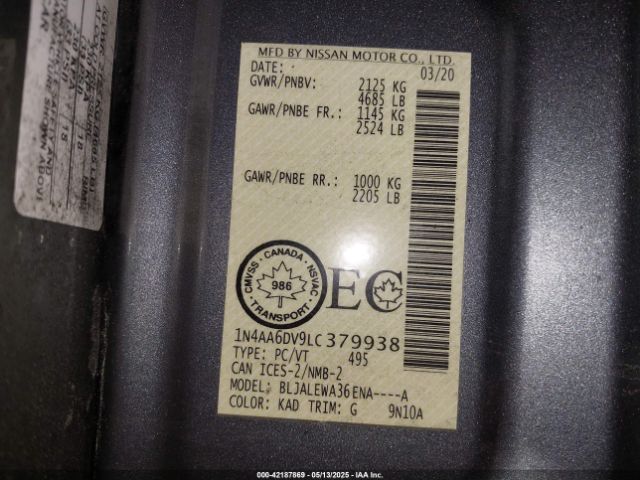 2020 NISSAN MAXIMA 1N4AA6DV9LC379938 Photo 8