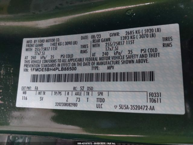 2023 FORD BRONCO 1FMDE5BH4PLB88500 Photo 8