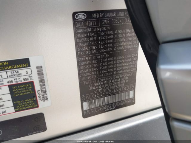 2017 LAND ROVER RANGE ROVER SALGS2FV6HA374375 Photo 8
