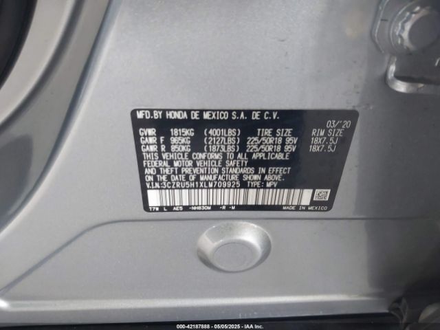 3CZRU5H1XLM709925 Honda Hr-v 2wd Sport