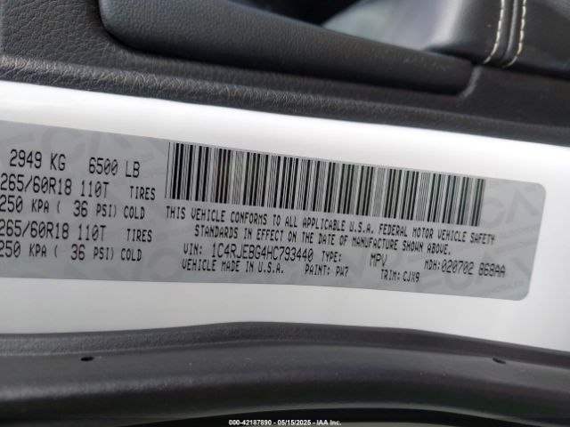 1C4RJEBG4HC793440 Jeep Grand Cherokee Limited 4x2