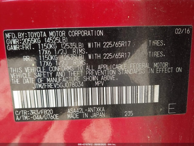 Toyota RAV4 LE 2016 JTMZFREV5GJ078034 Image 9