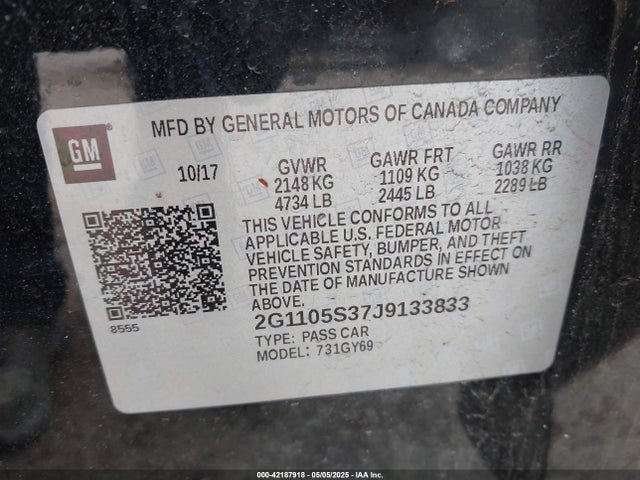2G1105S37J9133833 Chevrolet IMPALA 1LT