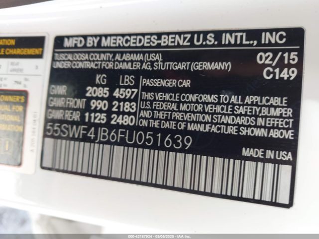 55SWF4JB6FU051639 Mercedes-Benz C 300 Luxury/sport