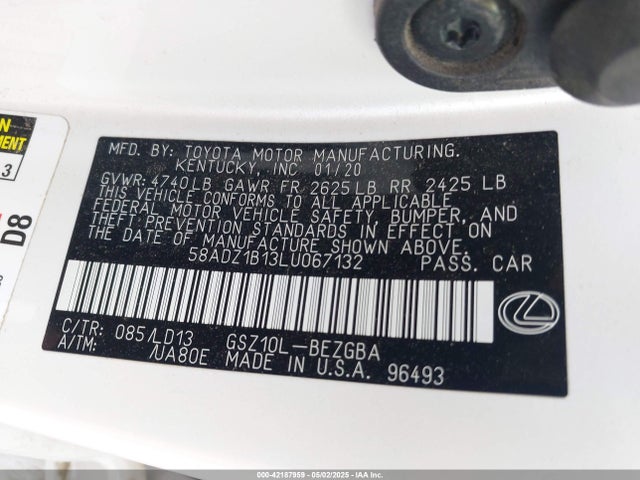 58ADZ1B13LU067132 Lexus 2gr-fks