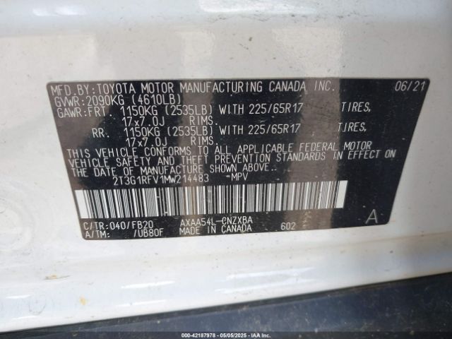 2021 TOYOTA RAV4 2T3G1RFV1MW214483 Photo 8