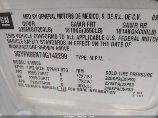 2004 CADILLAC ESCALADE ESV 3GYFK66N74G142299 Photo 8