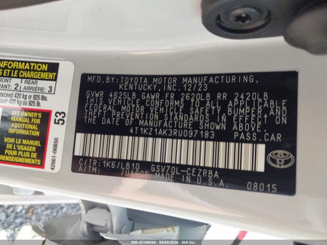4T1KZ1AK3RU097183 Toyota Camry Xse V6