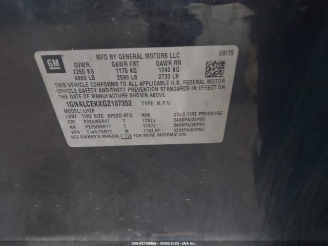 1GNALCEKXGZ107352 Chevrolet EQUINOX LT