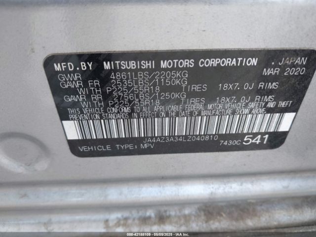 2020 MITSUBISHI OUTLANDER JA4AZ3A34LZ040810 Photo 8