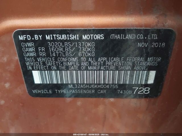 2019 MITSUBISHI MIRAGE ML32A5HJ6KH004755 Photo 8
