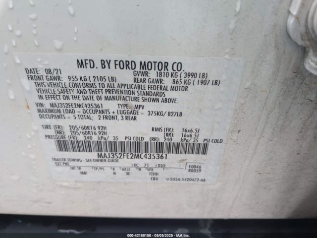 2021 FORD ECOSPORT MAJ3S2FE2MC435361 Photo 8