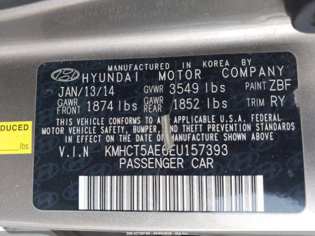 KMHCT5AE6EU157393 Hyundai ACCENT GS