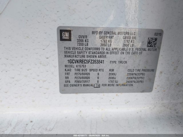 1GCVKREC5FZ263841 Chevrolet l83 - vvt, active fuel management, aluminum