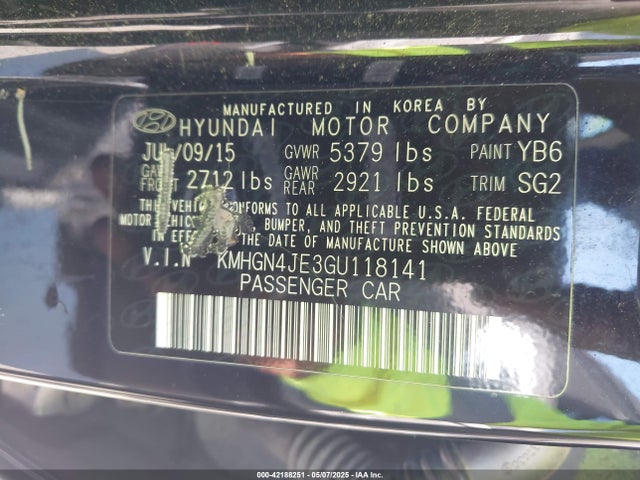 KMHGN4JE3GU118141 Hyundai dohc gdi lambda ii