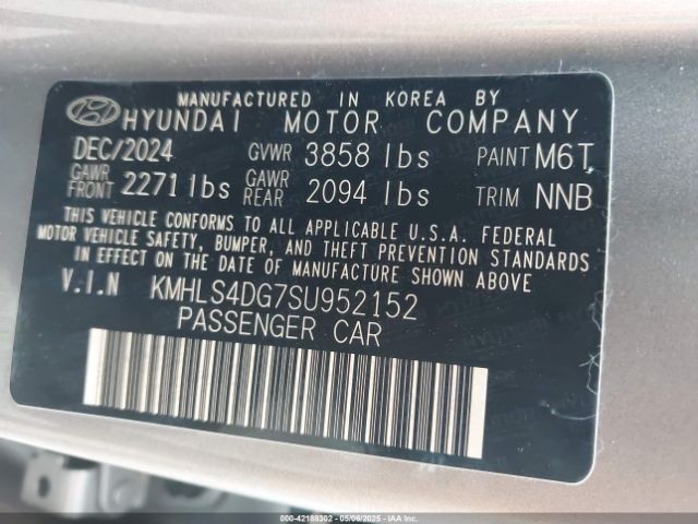 KMHLS4DG7SU952152 Hyundai Elantra Sel Convenience