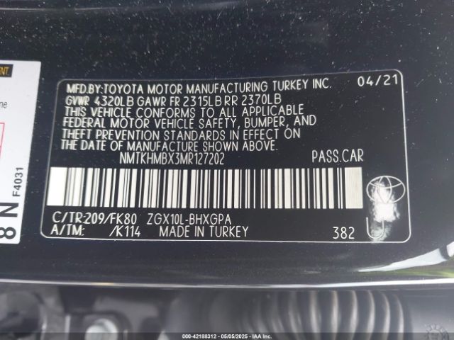 NMTKHMBX3MR127202 Toyota C-HR XLE