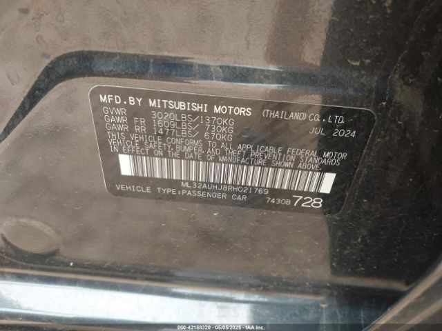 ML32AUHJ8RH021769 Mitsubishi Mirage Es/le