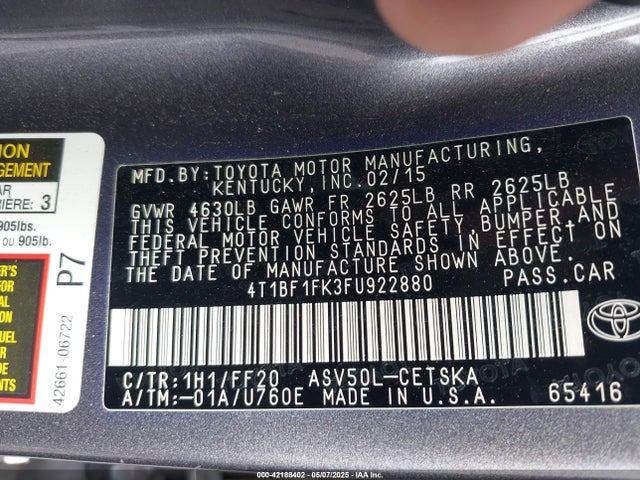 4T1BF1FK3FU922880 Toyota CAMRY SE