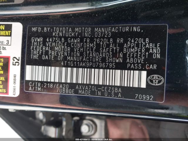 4T1G11AK9PU796795 Toyota CAMRY SE