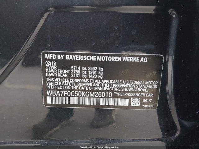 BMW 750i 2019 WBA7F0C50KGM26010 Image 9