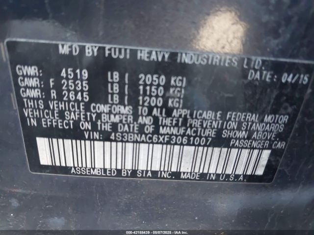 4S3BNAC6XF3061007 Subaru Legacy 2.5i Premium