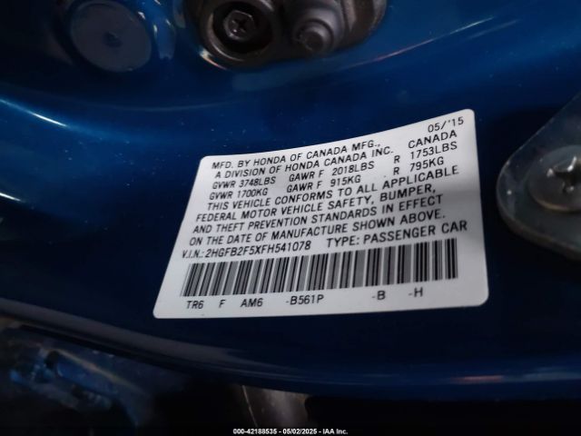 2HGFB2F5XFH541078 Honda r18z1