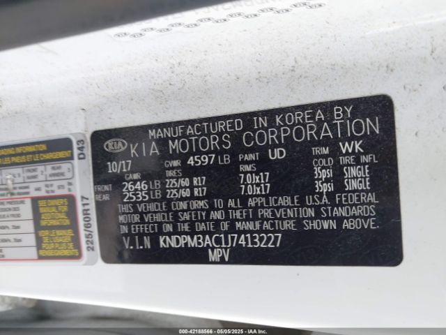 KNDPM3AC1J7413227 KIA Sportage Lx