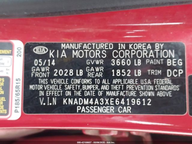 KNADM4A3XE6419612 KIA RIO LX