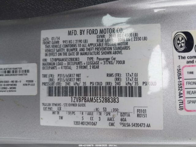 1ZVBP8AM5E5288383 Ford Mustang V6