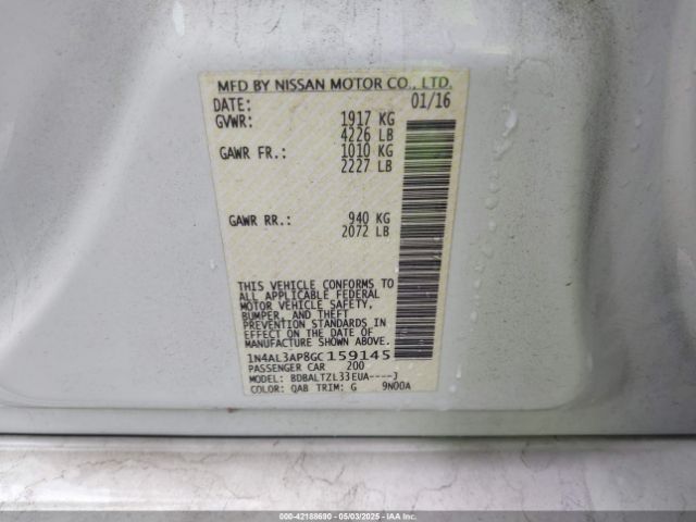 1N4AL3AP8GC159145 Nissan Altima 2.5 Sl