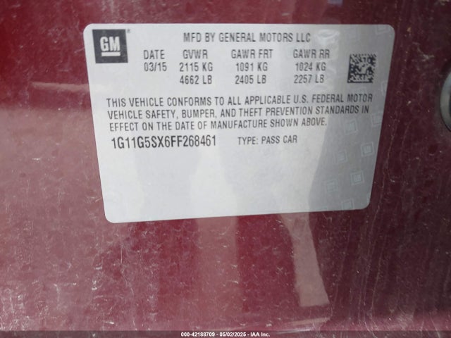 1G11G5SX6FF268461 Chevrolet ltg