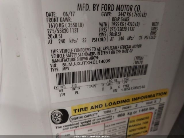 5LMJJ2JTXHEL14039 Lincoln Navigator Select