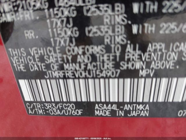 JTMRFREV0HJ154907 Toyota Rav4 Xle