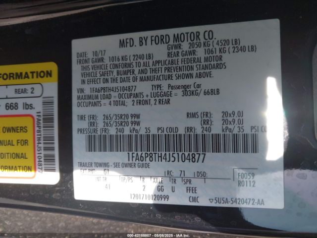 1FA6P8TH4J5104877 Ford Mustang Ecoboost