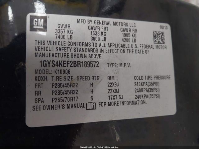 2011 CADILLAC ESCALADE ESV 1GYS4KEF2BR189572 Photo 8